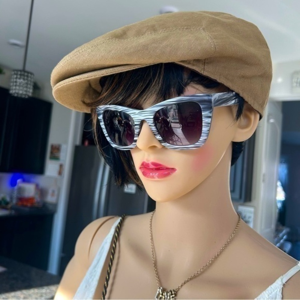 💋 vintage Square cat eyes sunglasses nightfall zebra 🦓 black white print